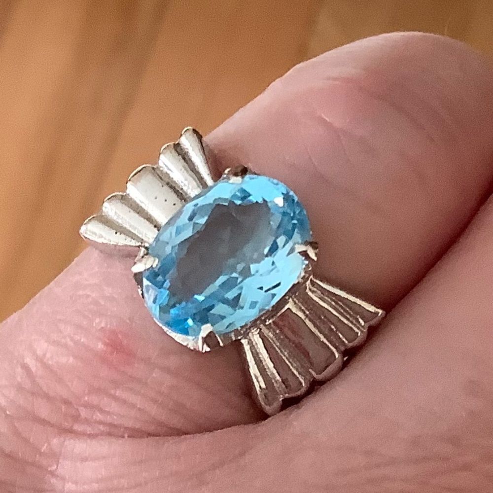 NWOT 𝅺STERLING SILVER 925 BLUE TOPAZ RING SIZE US 6.25​​ - Picture 6 of 12